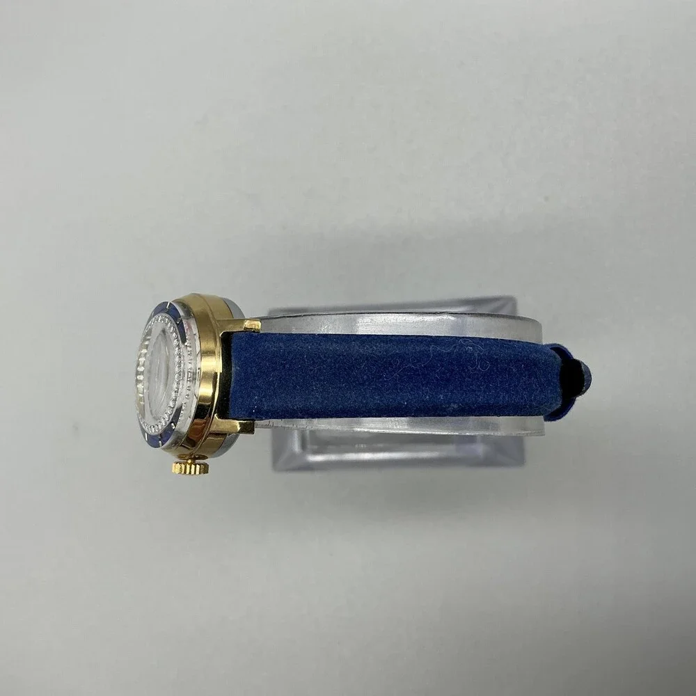VintageAH Riise Womens Watch 23mm Mystery Dial Blue Bezel 17 Jewels Manual Swiss